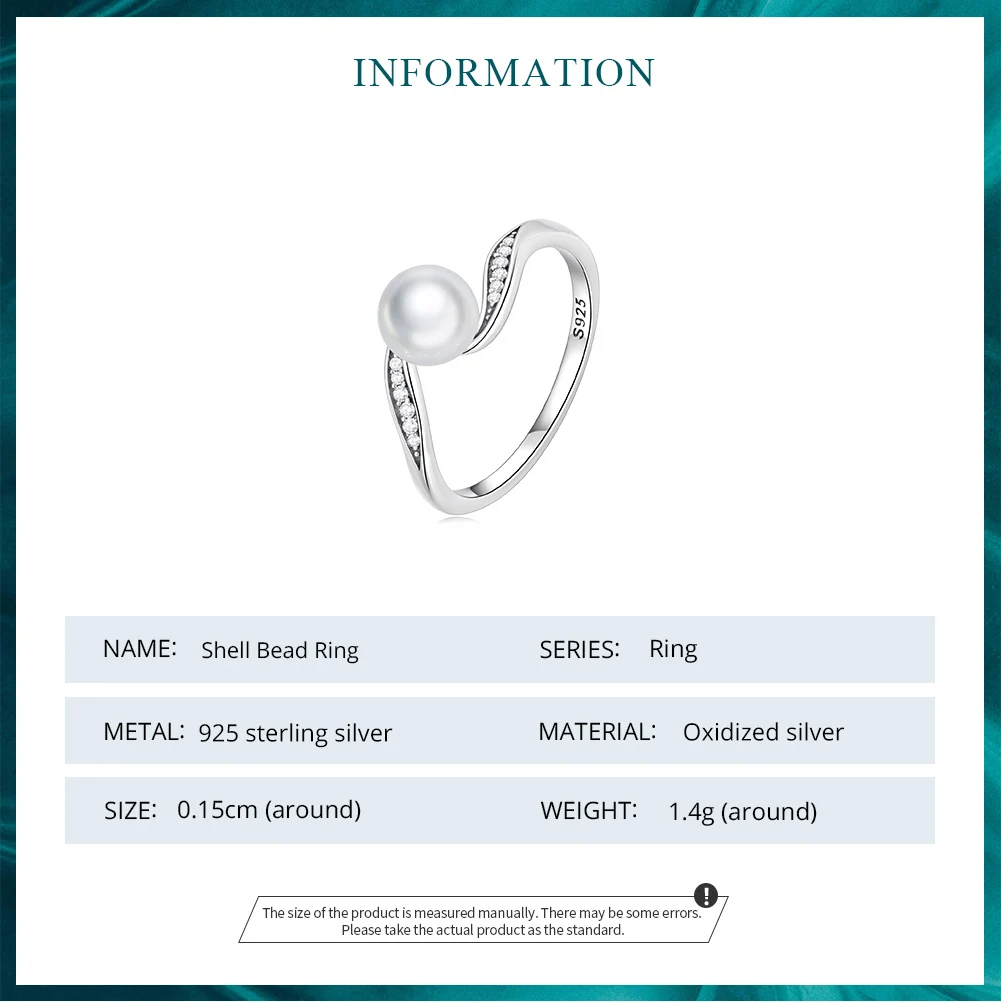 Women's 925 Sterling Silver Shell Pearl Geometric Ring