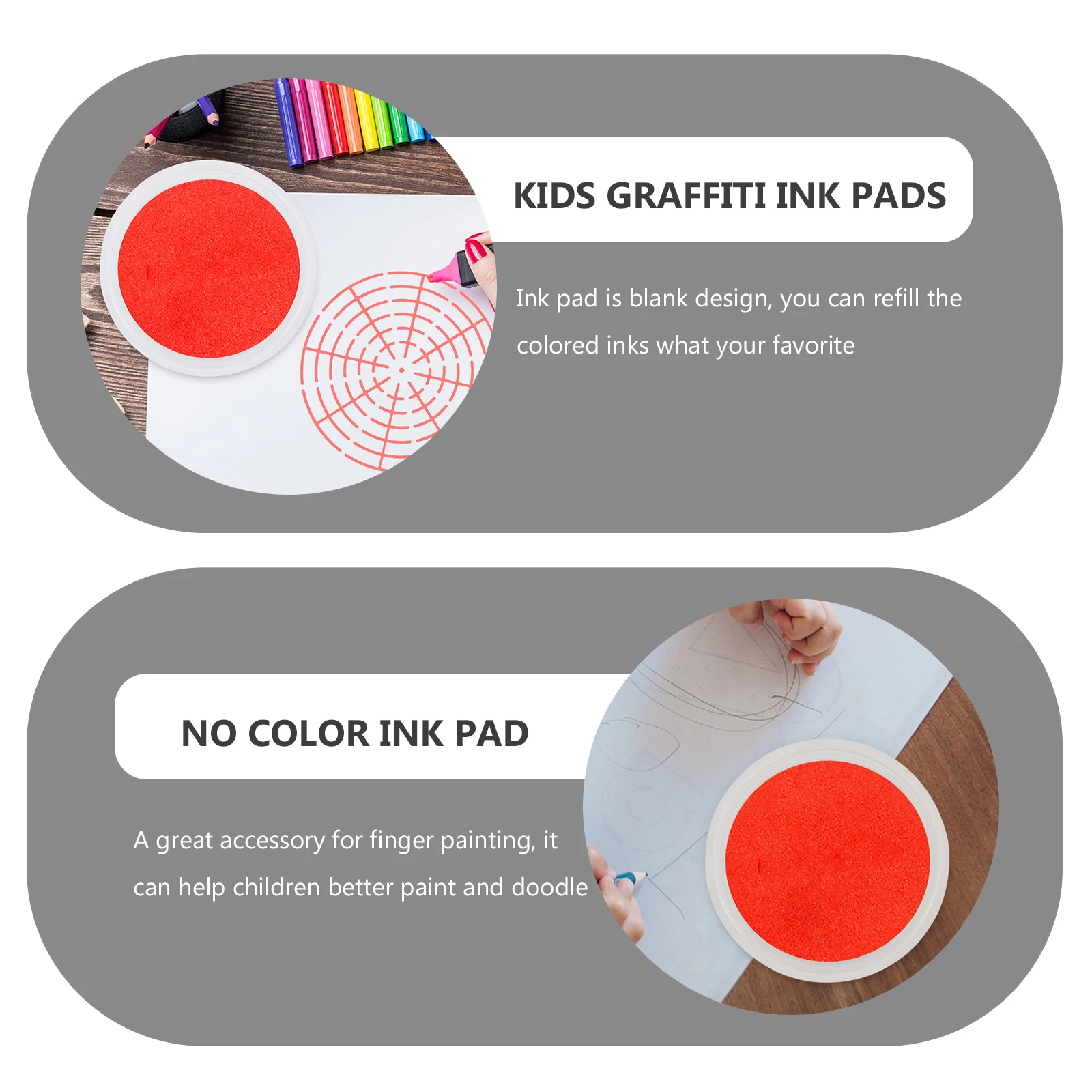 

10pcs Kids Finger Painting Ink Pads Set Blank Refillable Stamp Pads High Density Washable for Children Scrapbook Doodle Craft