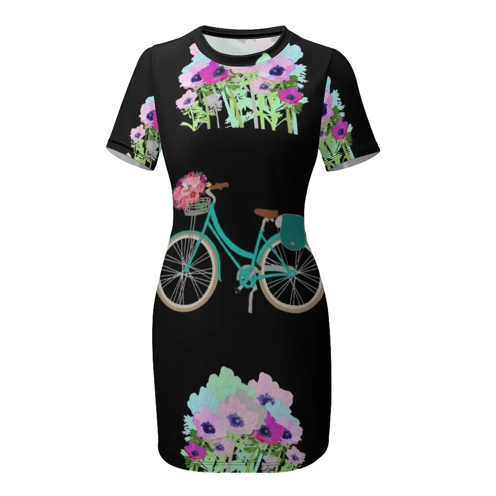 Frühlingsblumen und Fahrrad-Kurzarmkleid, elegantes Gasthochzeitskleid, Abschlussballkleidung, sinnliches sexy Kleid für Frauen