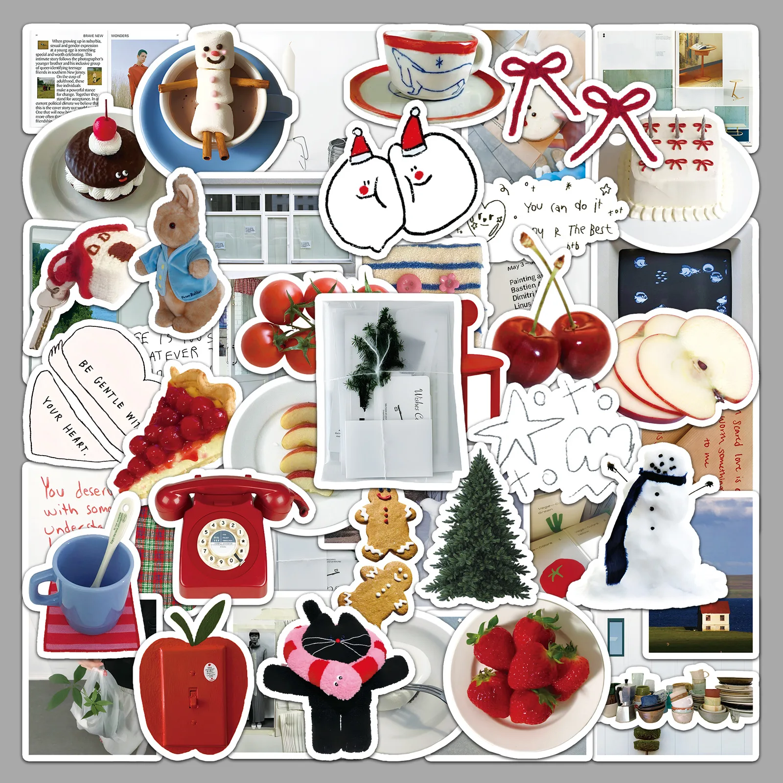 50PCS Korean Cream Ins Stickers Graffiti Stickers DIY Diary Phone Case Handmade Scrapbook Aesthetic Stickers