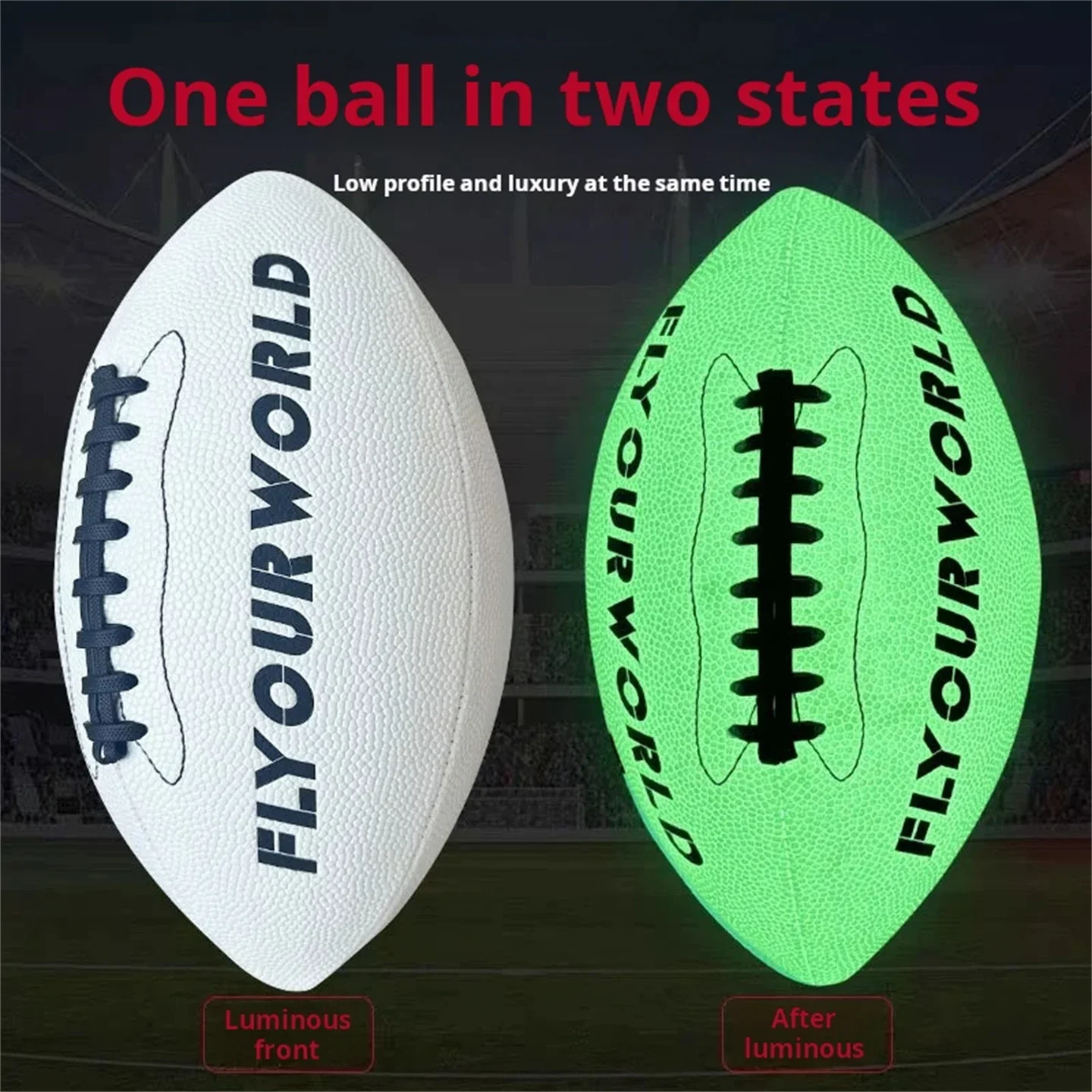 HYX PU Non-Slip Rugby Glow-in-the-Dark American Football - Official Sizes 6/9 | Birthday Gift | Training/Competition Ball