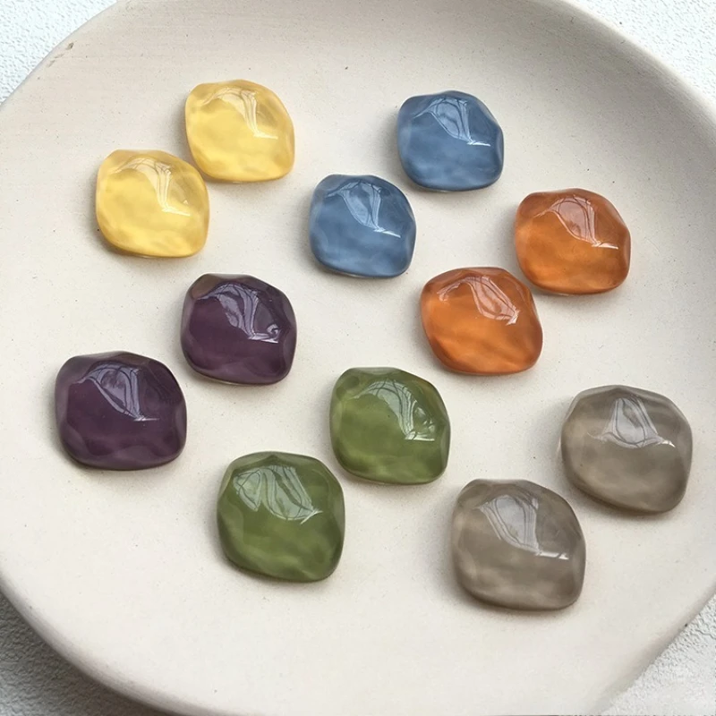 Avocado Green Geometric Diamond Resin Patches Concave Convex Water Ripple Texture DIY Accessories for Earrings Headwear