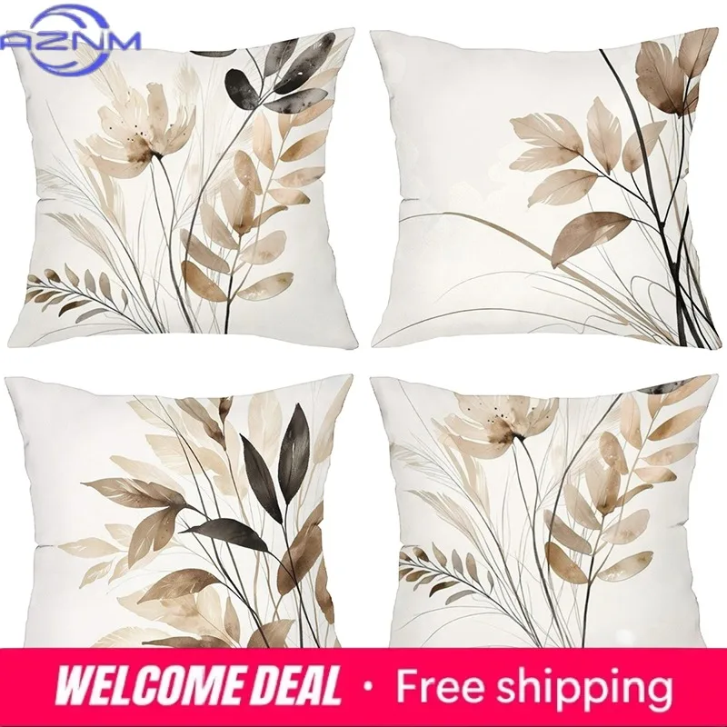 Floral Leaf Patterned Cushions For Modern Home Decor Polyester pillowcase, sofa decorative cushion cov Headboard Pillow
