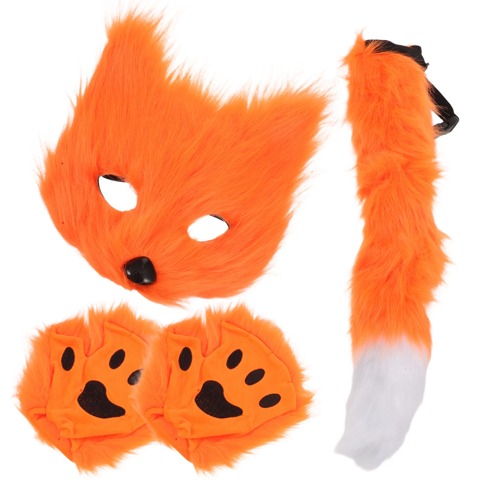 

1 set 1 Set Fox Costume Set Realistic Furry Mask Tail Gloves Halloween Cosplay Accessories Adult Animal Outfit Party Dress Up