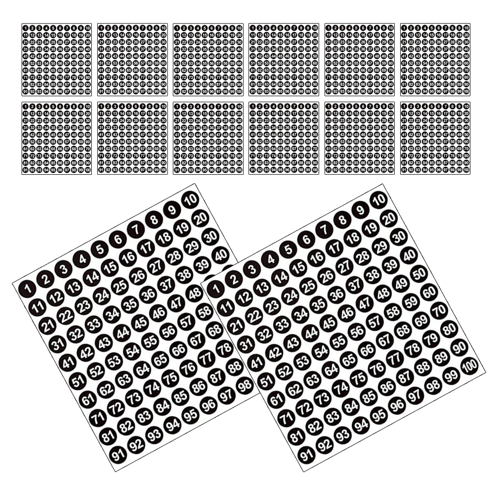 

2500pcs Number Stickers Bright Color Removable Coated Paper Easy Apply Waterproof Mini Labels Small Stickers