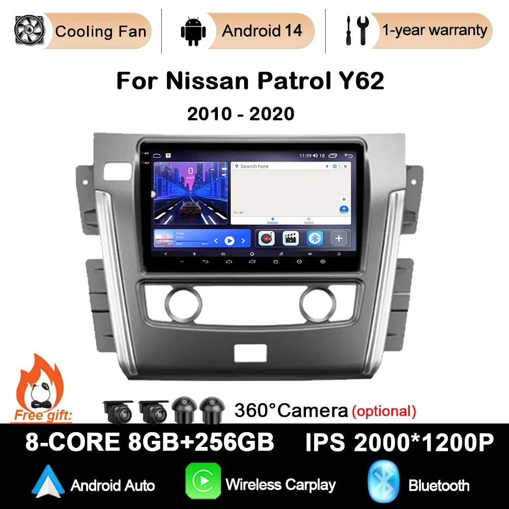 

for Nissan Patrol Y62 2010 - 2020 Android 14 5G WIFI bluetooth speak QLED Screen Radio Stereo Multimedia Player GPS Navigation