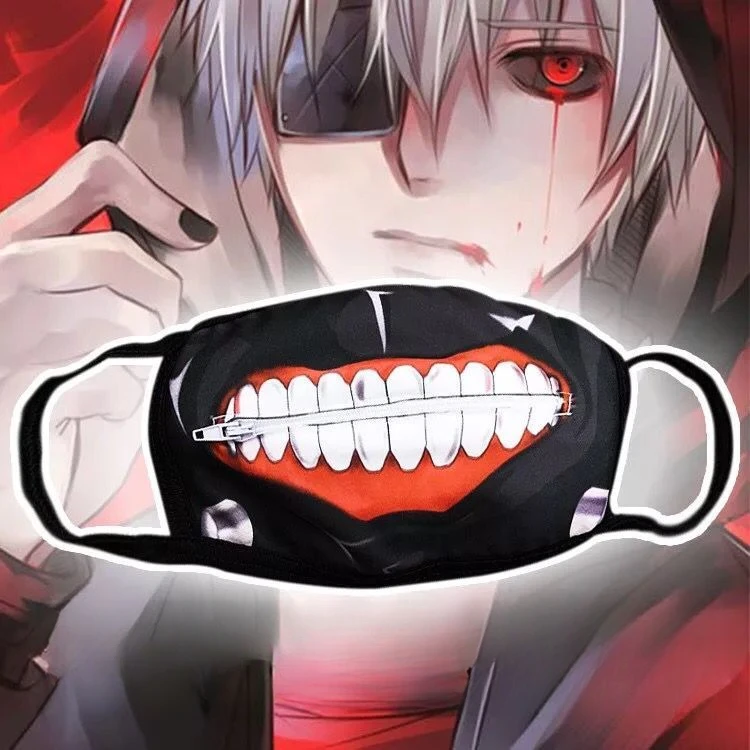 Cartoon Kpop Fashion Tokyo Ghoul Women Men Muffle Face Mouth Masks Cotton Dustproof Mouth Face Mask Anime Zipper