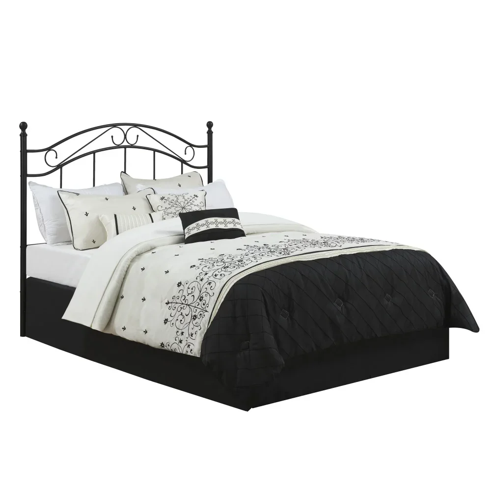 Mainstays Full/Queen Metal Headboard with Delicate Detailing, Black