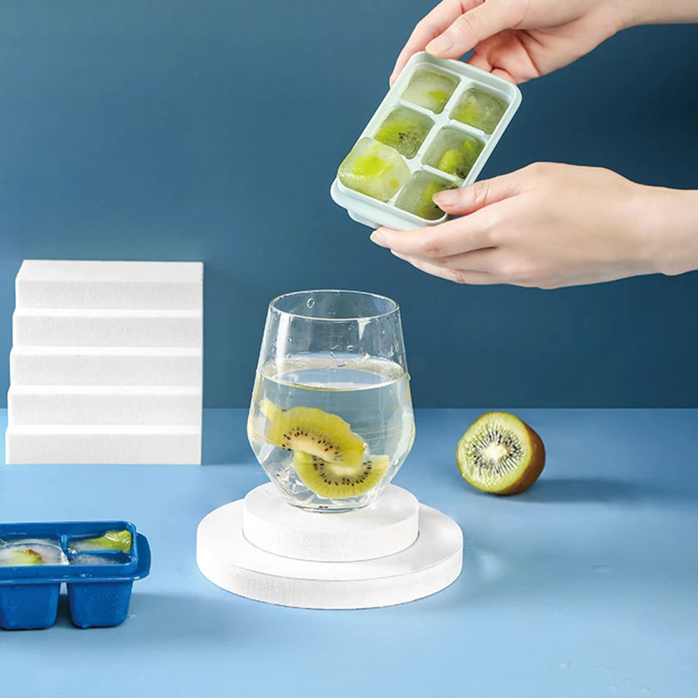 

4pcs Cube Mold Home Kitchen With Lid Grid Box For Ice Pudding Jelly Making Ice Storage Container Refrigerator