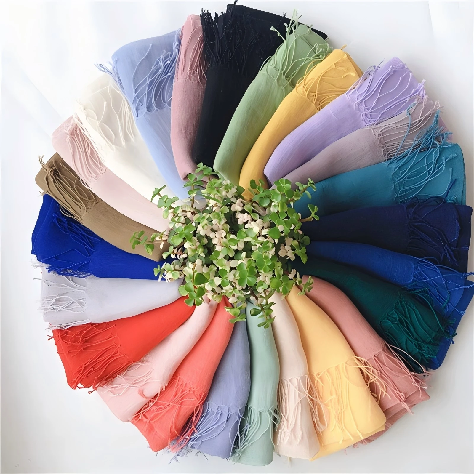 Bufanda de lino de color liso para mujer, pañuelo hijab, turbante