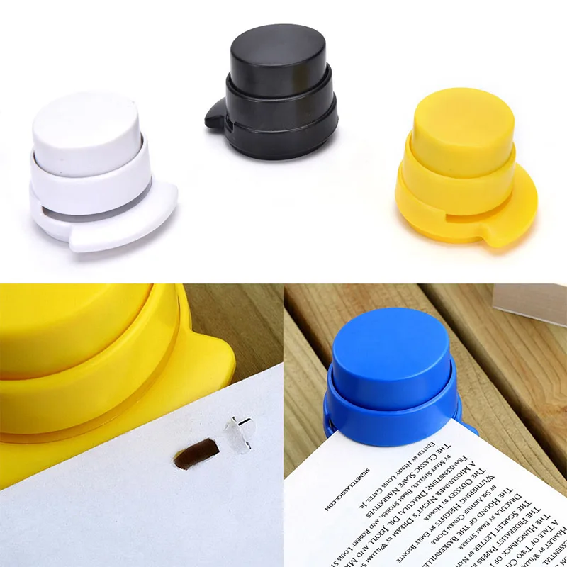 Random Color 1pc Office Home Staple Free Stapleless Stapler Paper Binding Binder Paperclip