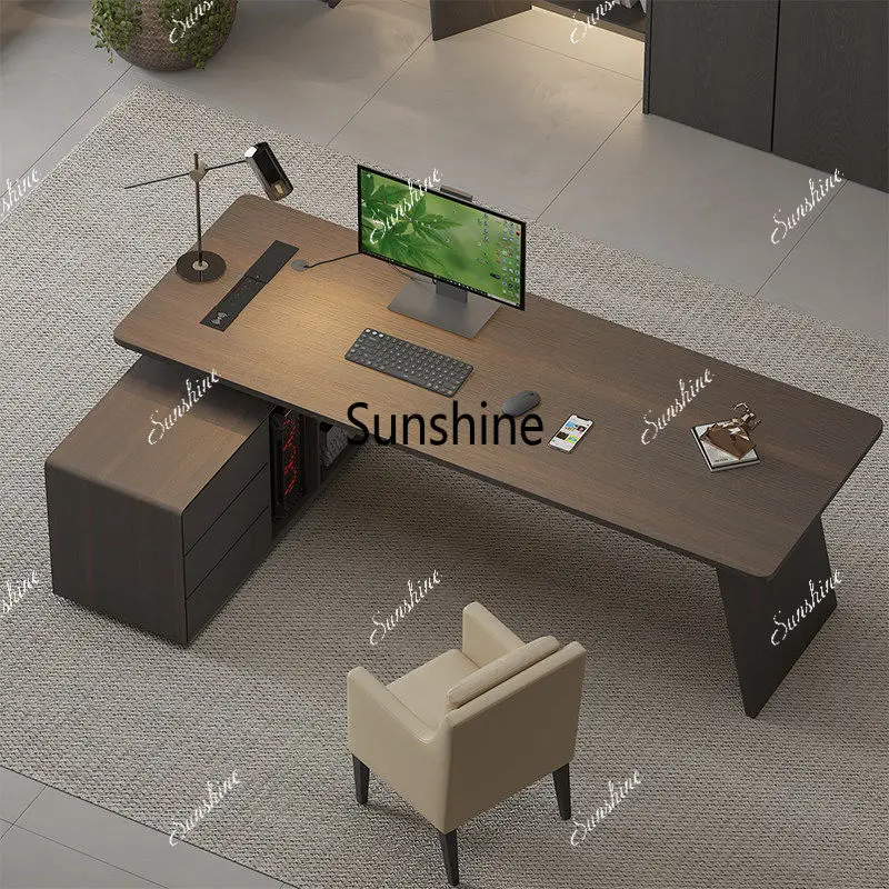 

Italian minimalist corner desk for home use, light luxury living room solid wood