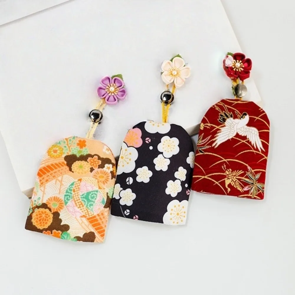 Funda para llaves extraíble de estilo japonés, mecanismo de cuerda de tracción portátil, llavero de tela, llavero de almacenamiento con arco, bolsa para llavero de gatito