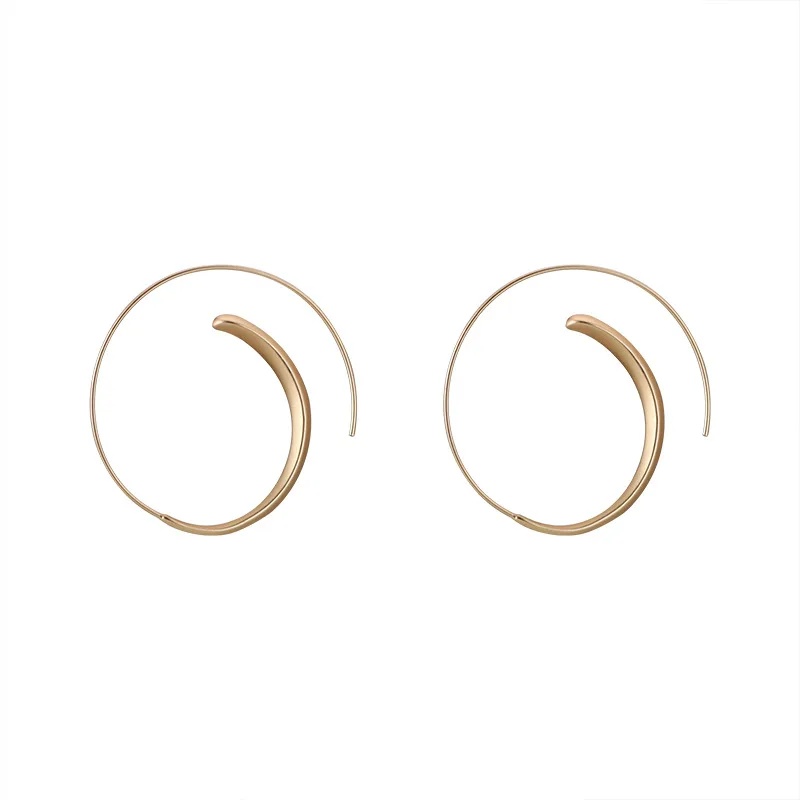 2024 New Design Matte Gold Gold Color Circle Earrings for Women\'s Fashion Jewelry Girl‘s Christmas Party Exaggerated Accessories