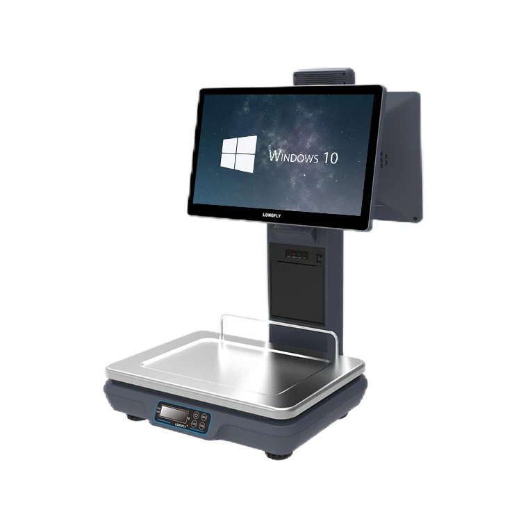 LongFly all-in-one machine intelligent AI scale touch sreen dual screen pos system for sale pos weighing scale payment machine