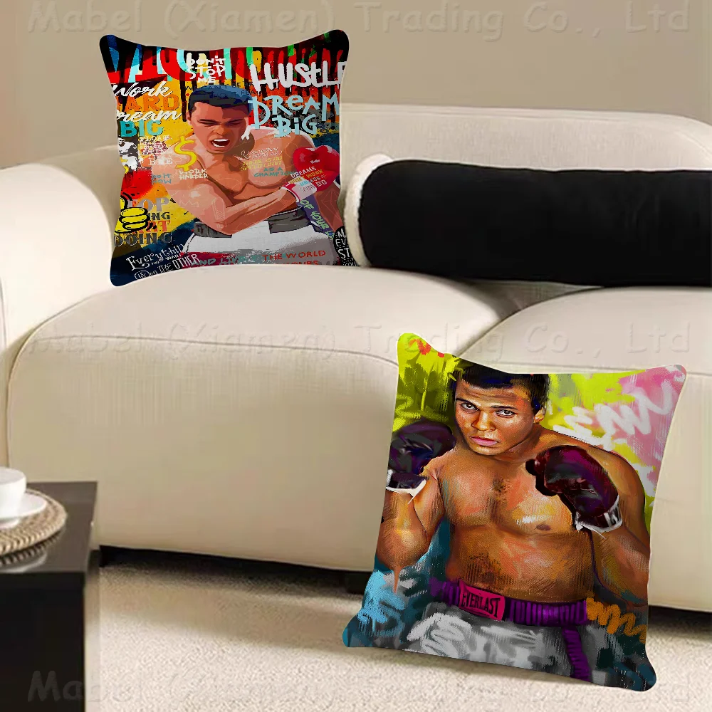 

Muhammad Ali Canvas Painting Famous Boxer Inspirationa Cushion Cover Car Throw Pillow Case For Sofa Car Christmas Gift 40x40cm