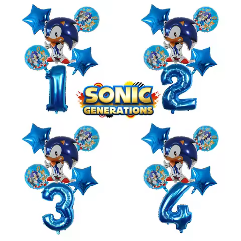 Cartoon Sonic Cartoon Balloon Digital Combo Set Boy Sonic Hedgehog Game Action Puppet Party Aluminum Film Balloon Baby Bath Toys
