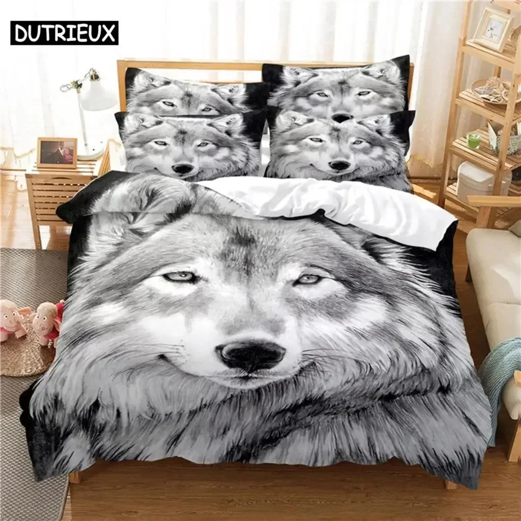 

Love Wolf Comfortable Duvet Quilt Cover Pillowcase Bedding Set Children Bedroom Decoration Home Textile