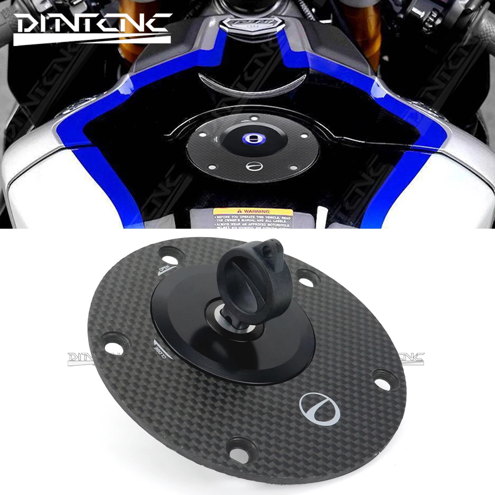 

For YAMAHA YZF-R1 R1M YZF R7 R6 R15M Quick Release Anti-Theft Lock Cover Kit Track Sports Accessories Carbon Fiber Fuel Tank Cap