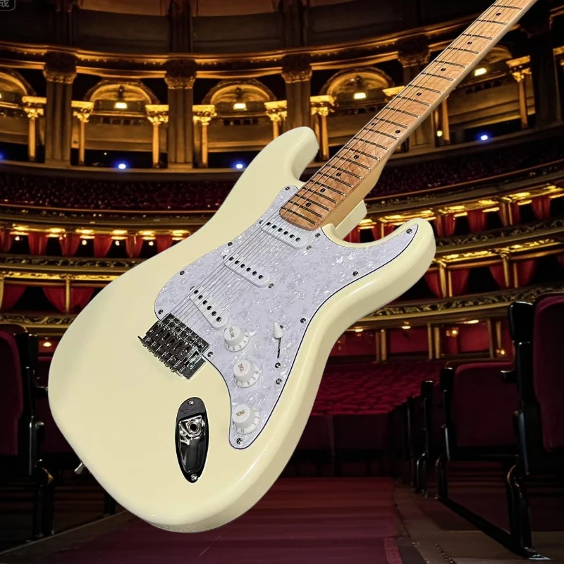 Envío Gratis amarillo claro ST con sistema Vibrato diapasón rápido de palisandro cuerpo de caoba guitarra eléctrica