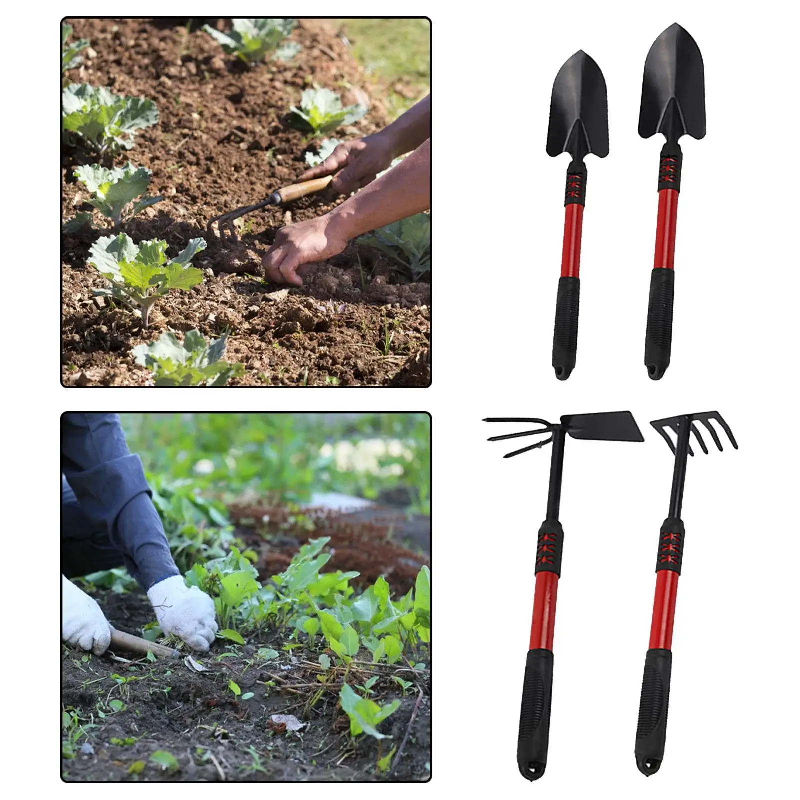 4Pcs Gardening Tool Kits Rake Garden Shovel Garden Tool Set Hand Planting Tools for Bonsai Transplanting Weeding Gardening