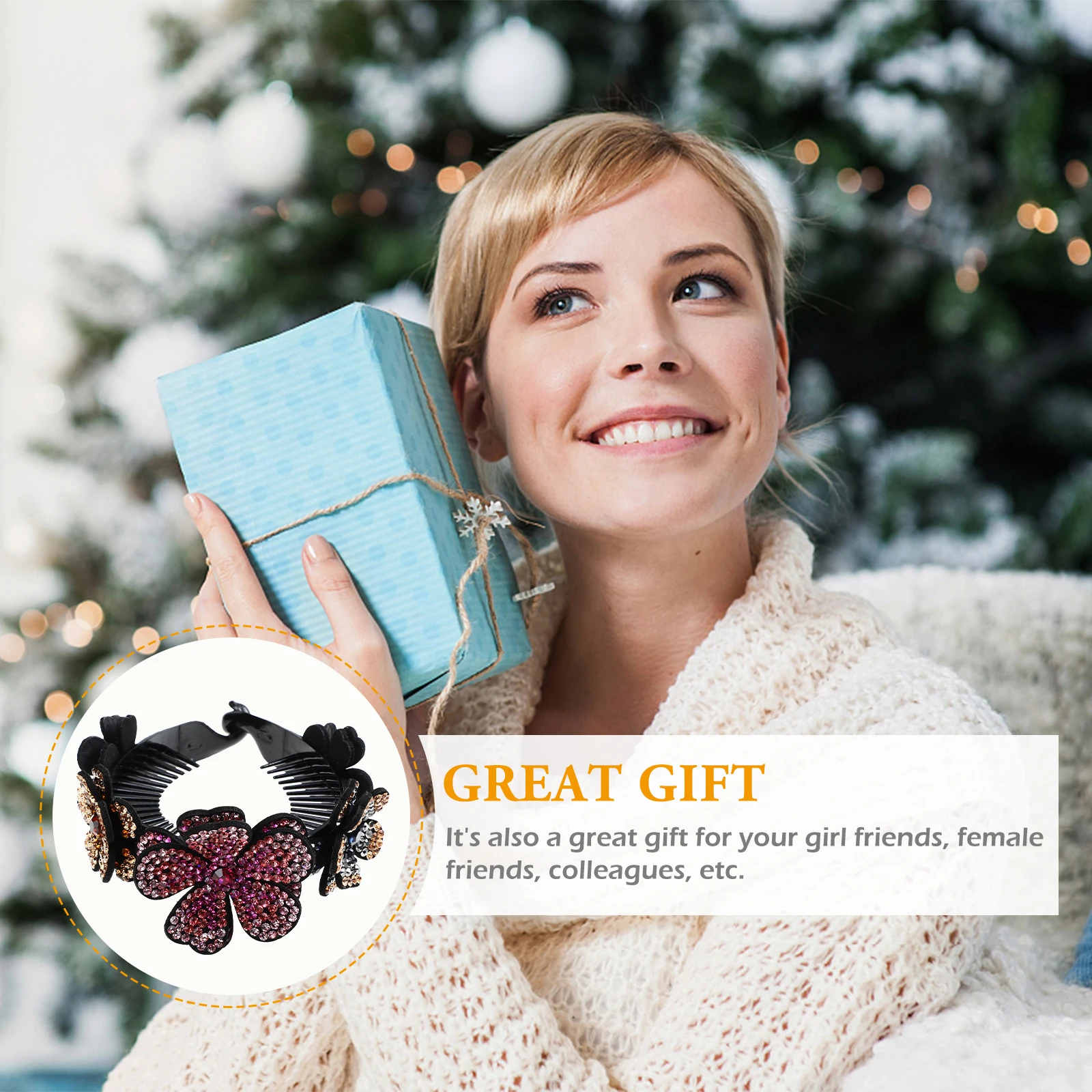 

Rhinestone Flower Hair Clip Bun Holders Ponytail Cuff Styling Buns Accessories Durable Unique Women Girls Everyday Charm Beauty