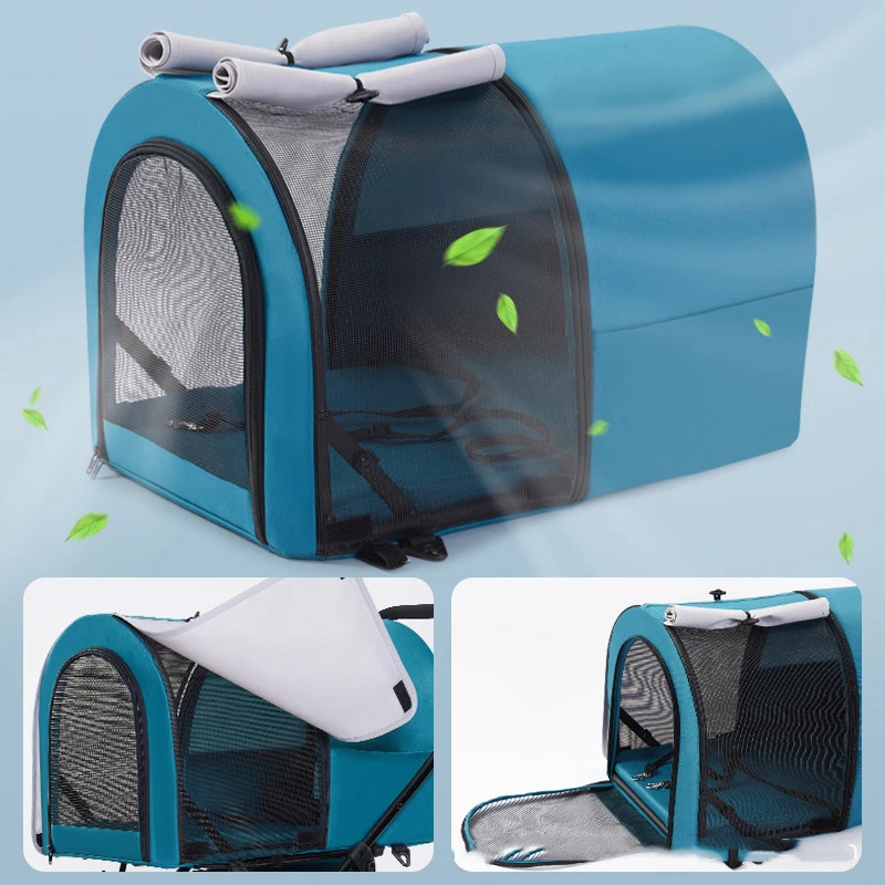 Dog Cat Lightweight Foldable Cart Basket Backpack One Cart With Three Functions Cage Carrier Pet Strollers Travel Trolley