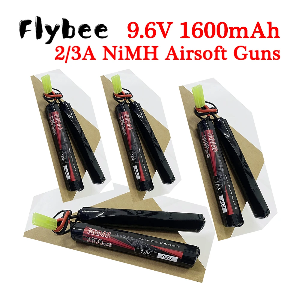 8S 2/3A NIMH 9.6v 1600mAh Butterfly NunChuck Battery Pack with Mini Tamiya Connector for Airsoft Guns MP5 M4 G36C M110 SR25 M249