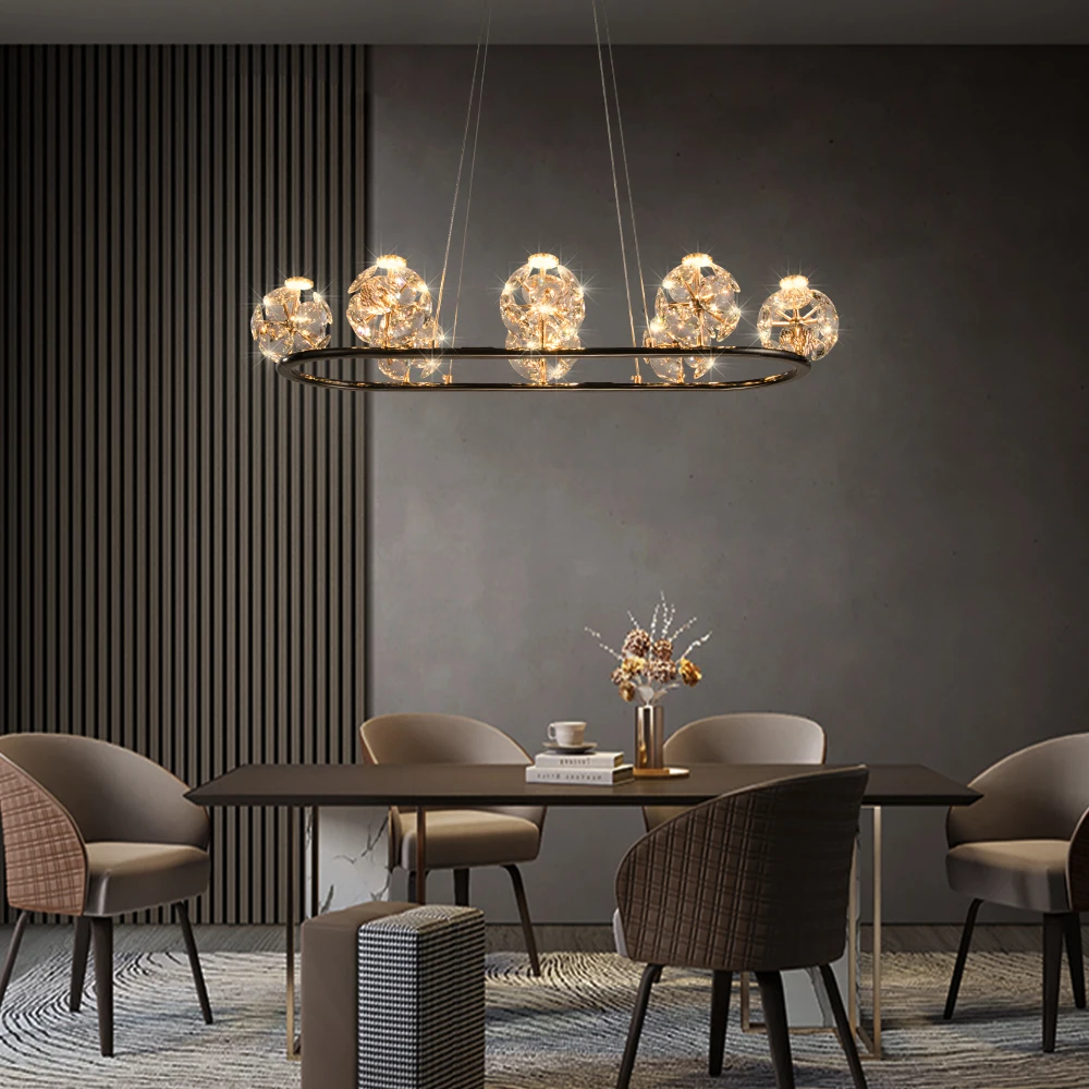 

Modern Crystal Glass Ball Ceiling Chandelier for Table Dining Living Room Kitchen Island Villa Hall High-End Luxury Lamps