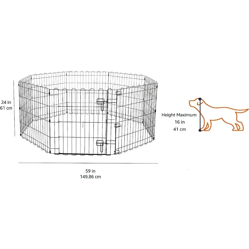 Octagonal Foldable Metal Exercise Pet Play Pen for Dogs, Fence Pen, Single Door, Extra Small