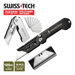 SWISS TECH Mini Folding Knife Stationery keychain Multitool Pocket knives EDC Box Cutter Utility Knife With Replaceable blades