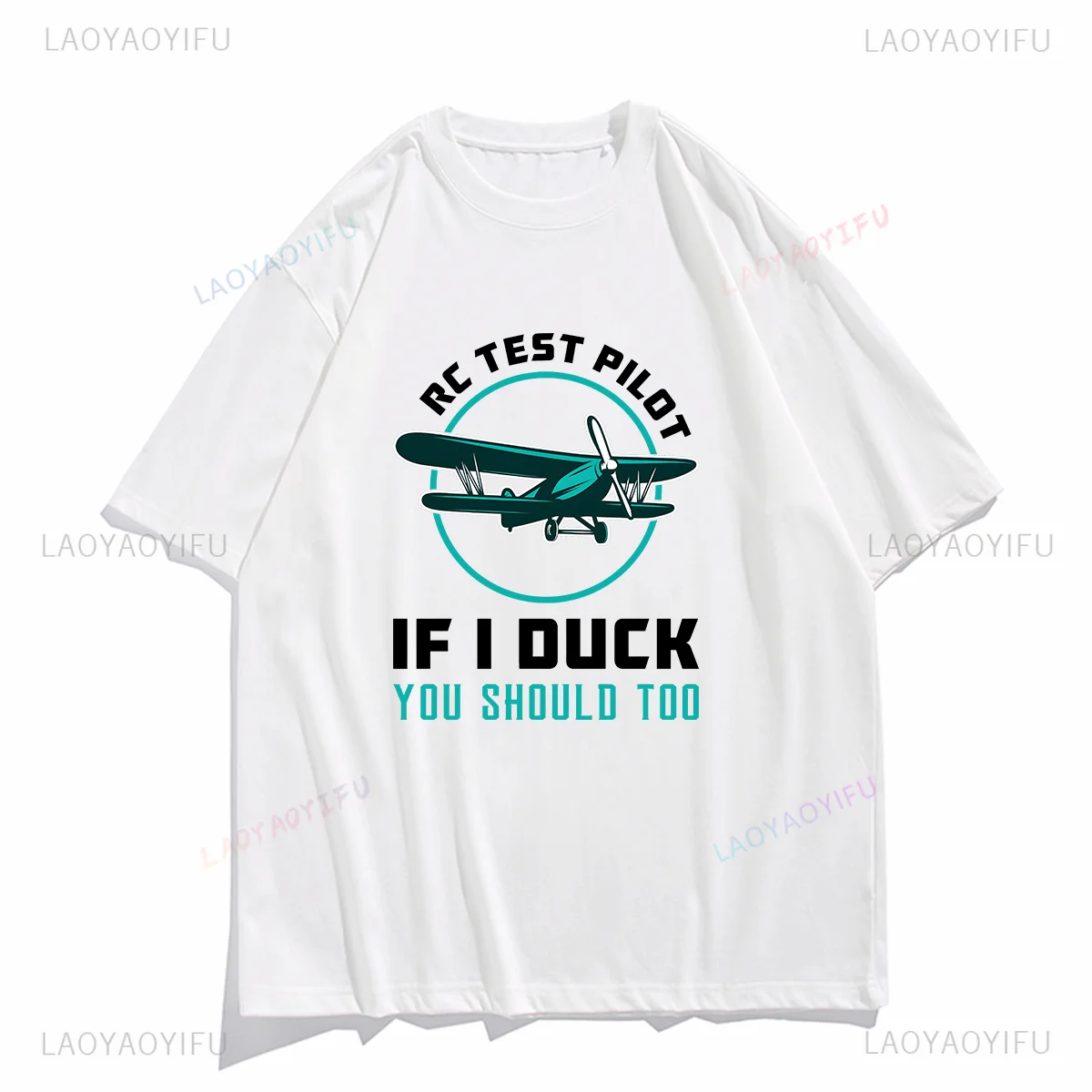 Funny T Shirt Rc Test Pilot If I Duck You Should Too Print Tops Men Clothes Airplane Graphic T Shirts Cotton Tee Ropa Hombre