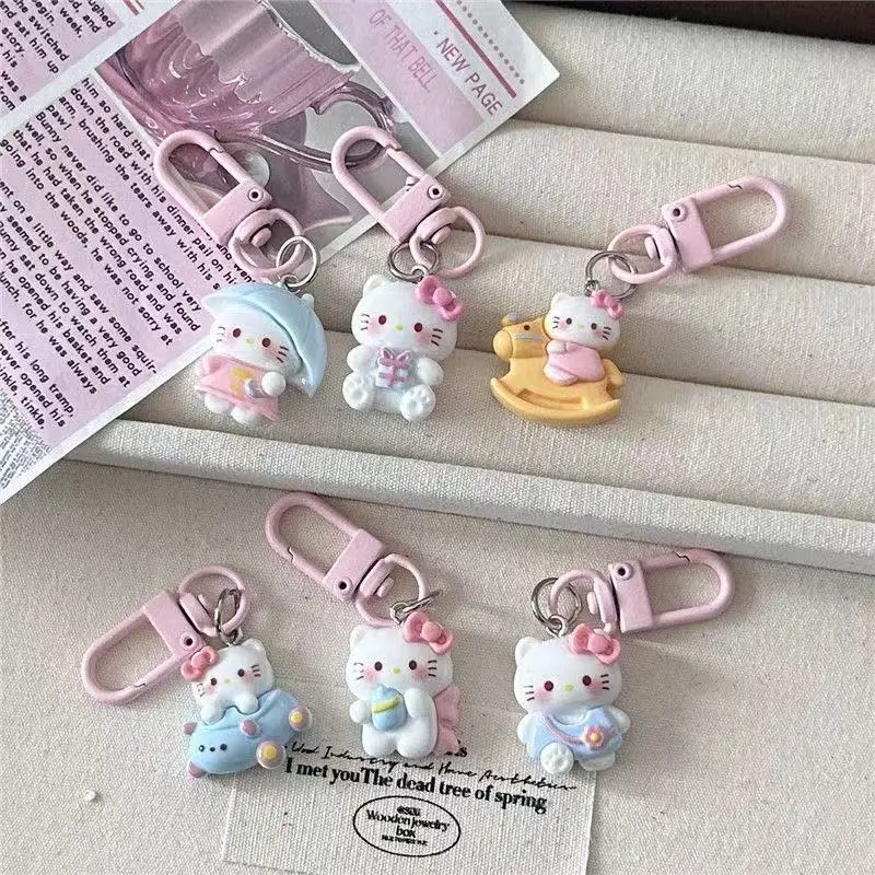

Miniso Новый милый брелок Hello Kitty Sanrio, брелок для ключей из смолы, кольцо для сумки, подвеска для рюкзака, подвеска для ключей от машины, рождественские подарки для праздника и вечеринки