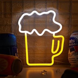 Chi-buy LED Neon Beer Cup USB Powered Neon Signs Night Light 3D Wall Art & Game Room Bedroom Living Room Decor Lamp Signs