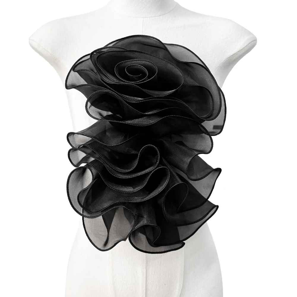 Multi-Layered Chiffon Rose Flower Brooch Fashion Jewelry Wedding Party Exquisite Handmade Elegant Lapel Pins for Women Accessory