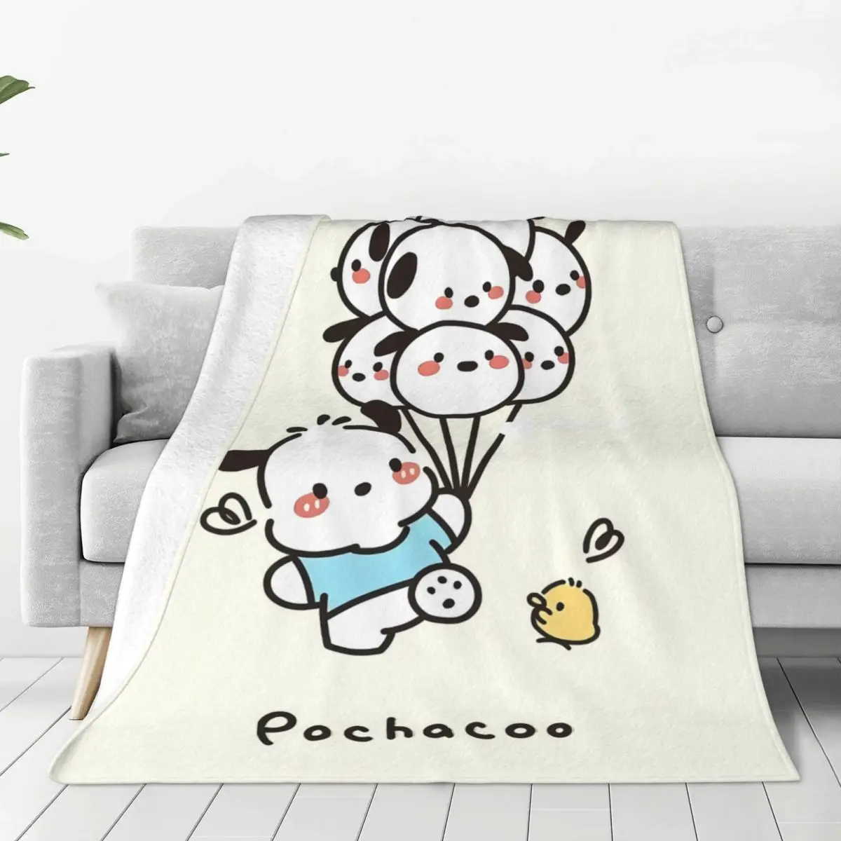 Pochacco Blanket Sanrio Travel Office Flannel Throw Blanket For Living Room Warm Design Quality Bedspread Gift Idea