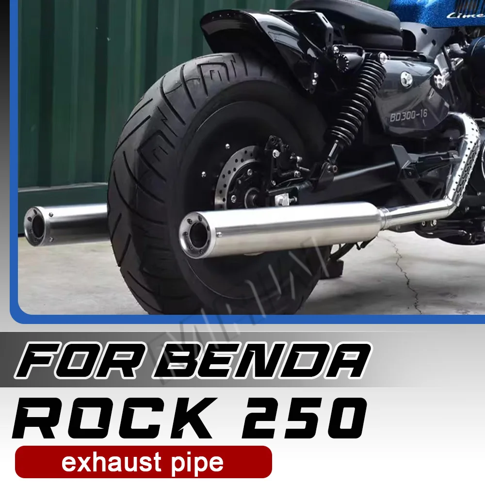 Motorcycle Complete Dual Outlet Exhaust System Fit BENDA ROCK 250, Deep Throaty Horse‑Hoof Note Modified Parts
