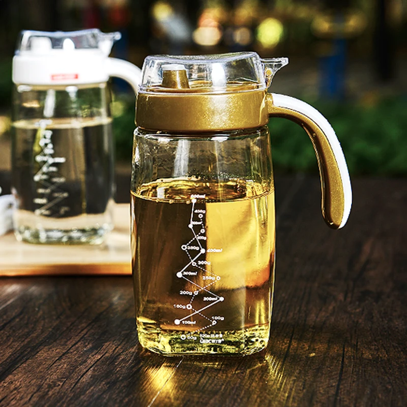 

900ml Kitchen Oil Bottle Automatic Opening Closing Leak-proof Glass Oil Pot Home Kitchen Non-hanging Liquid Oil Seasoning Bottle