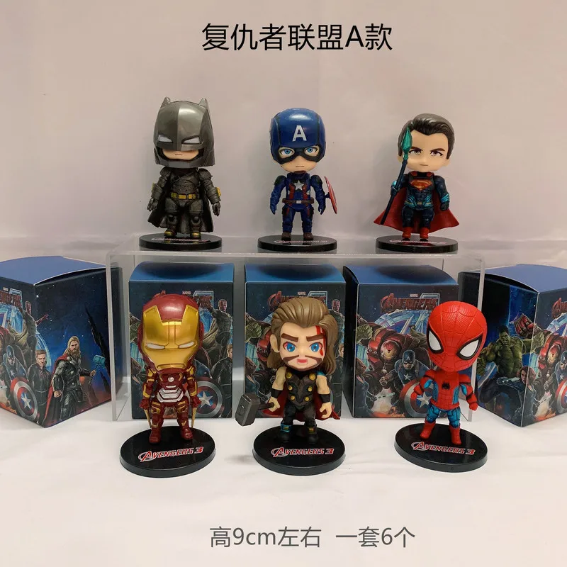 Cartoon Hero Doll Model Animation Peripheral Toys Iron Man Spider-Man Model Ornaments Children Boys Girls Adult Gifts