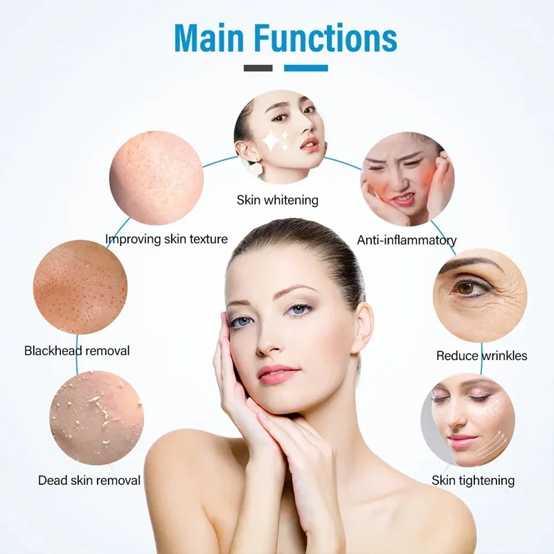 Máquina de cuidados com a pele de hidrodermoabrasão 6 em 1 com bolha de hidro oxigênio para limpeza profunda, lifting facial, remoção de rugas, dispositivo de beleza