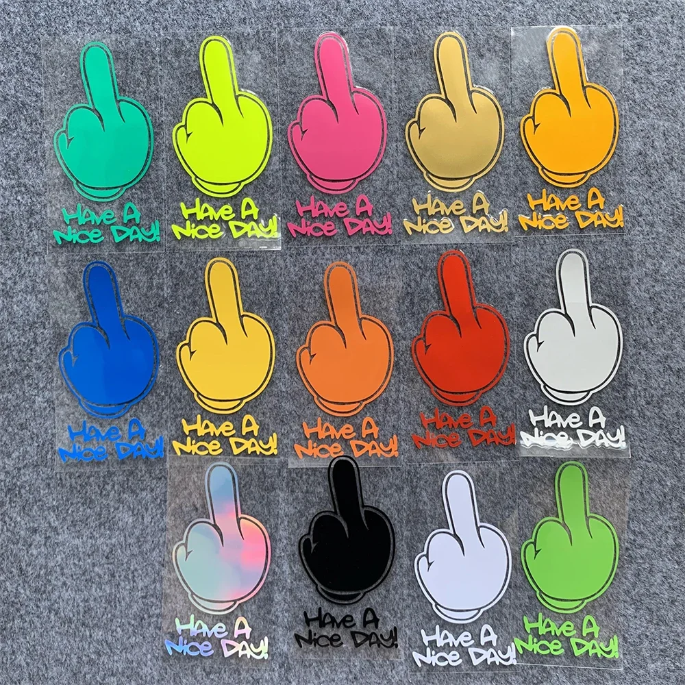 Middle Finger Refletor Moto Stickers Motorcycle Accessories Decals for Honda PCX125 Yamaha R1 Kawasaki z900 \'HAVe A Nice DAY ! \'