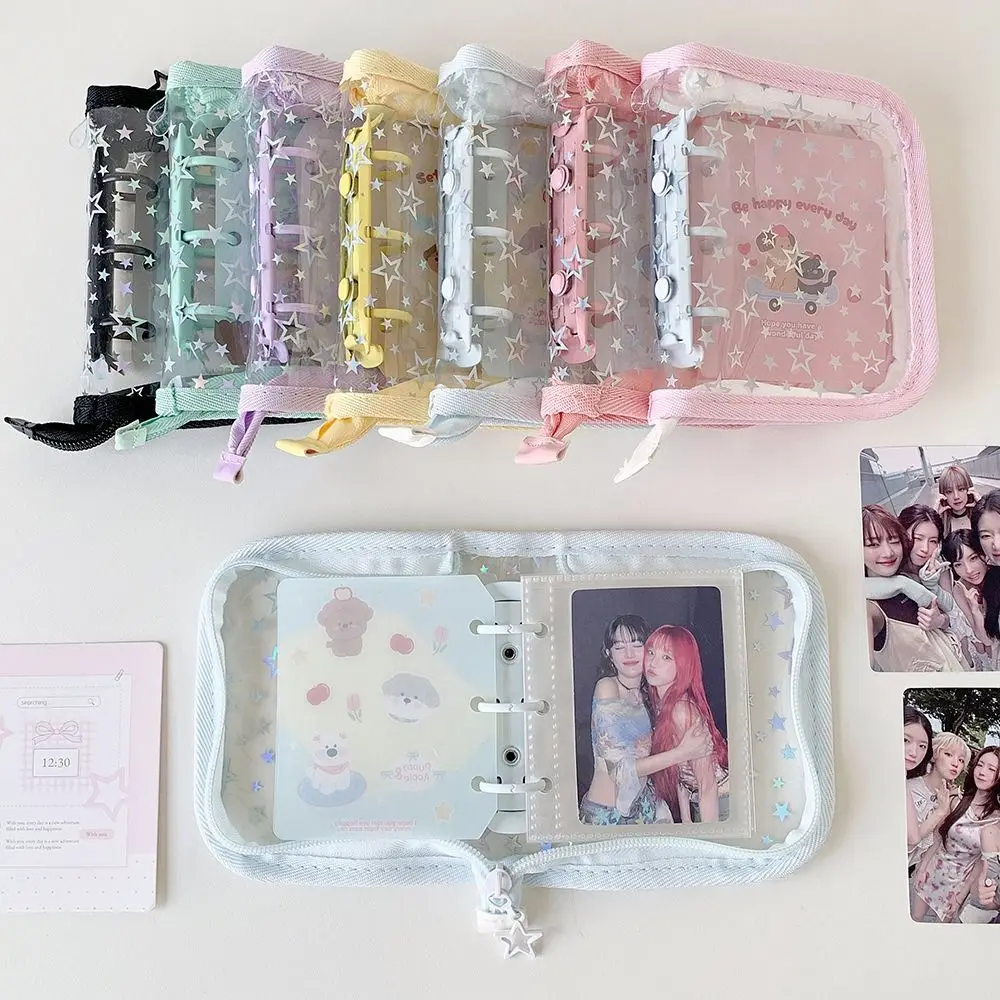 1pc INS PVC A8 Card Binder Star Glitter Print Loose-leaf 3 Inch Photo Album Kpop Photocard Holder Photo Card Storage