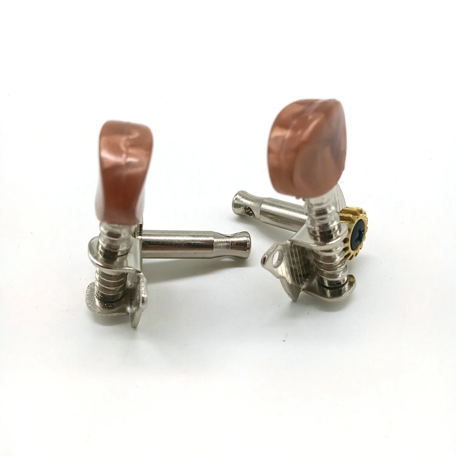 2R2L Metal Ukulele Locking String Tuner Guitar Tuning Peg Machine Head with Brown Head Pegs for Ukulele Guitar Part