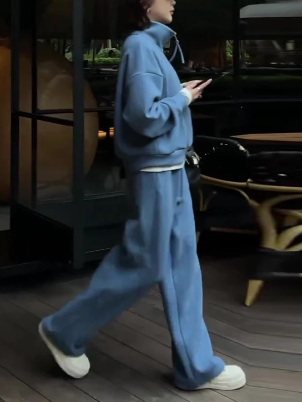 

La Chapelle Blue Casual Sportswear Set Women's Spring Autumn Winter New Sle High-End Faion Anti-Aging Sweatirt Two-Piec...