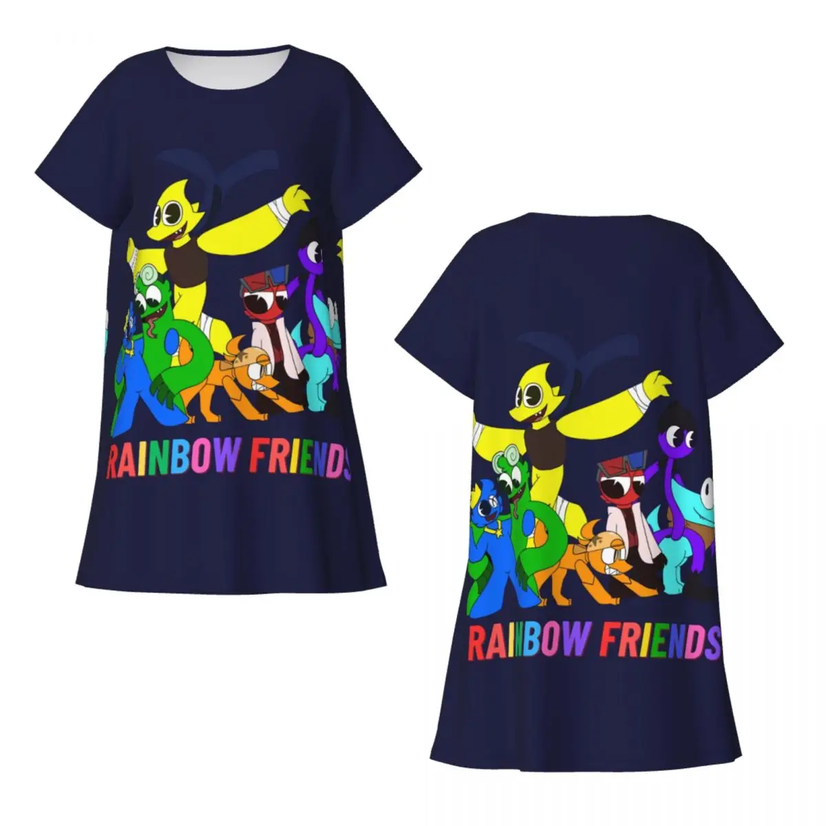 Personalizado r-arco-íris amigo jogar jogo pulôver camisola para dormir solto sleepdress pijama vestido de noite macio pijamas