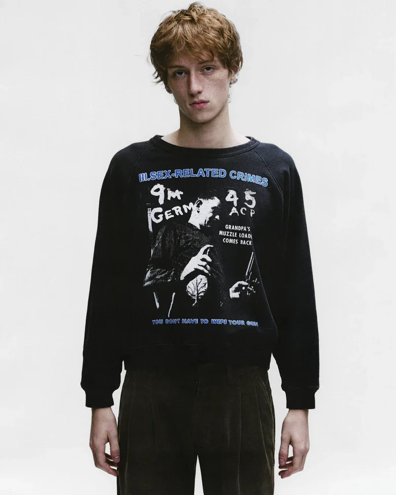 ER/D25FW washed round neck old shoulder sleeve sweater