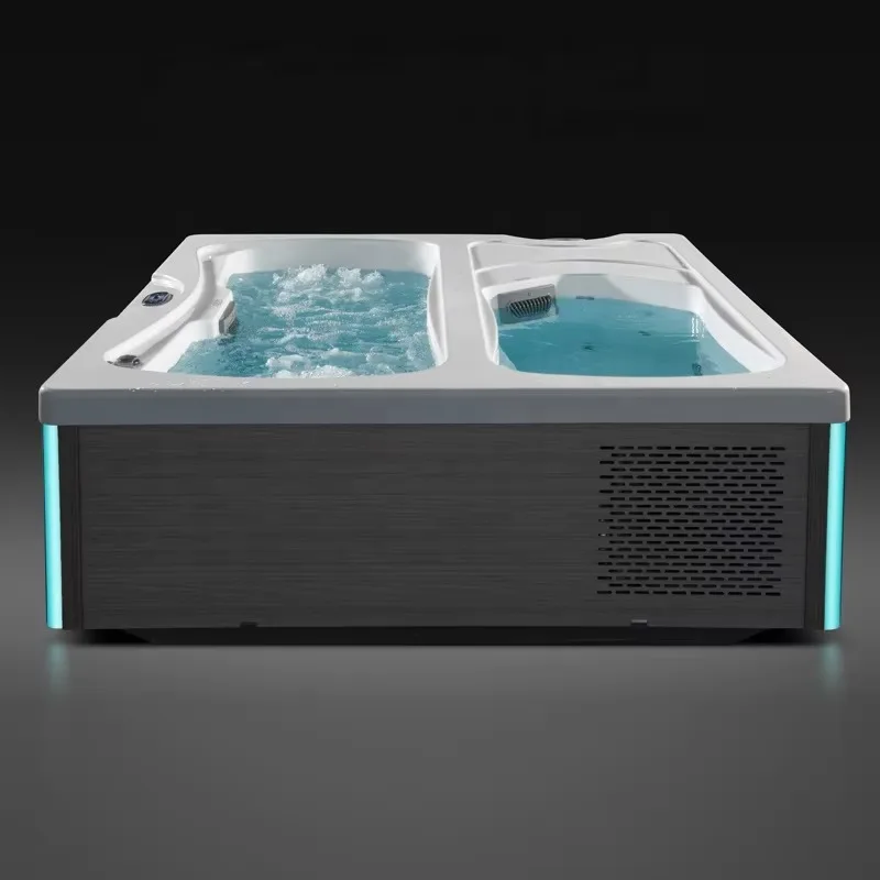 Luxury Dual Zone Athlete Recovery Ice Bath Tub Large Size Outdoor Acrylic Cold Plunge Spa Pool With Ambient LED Light