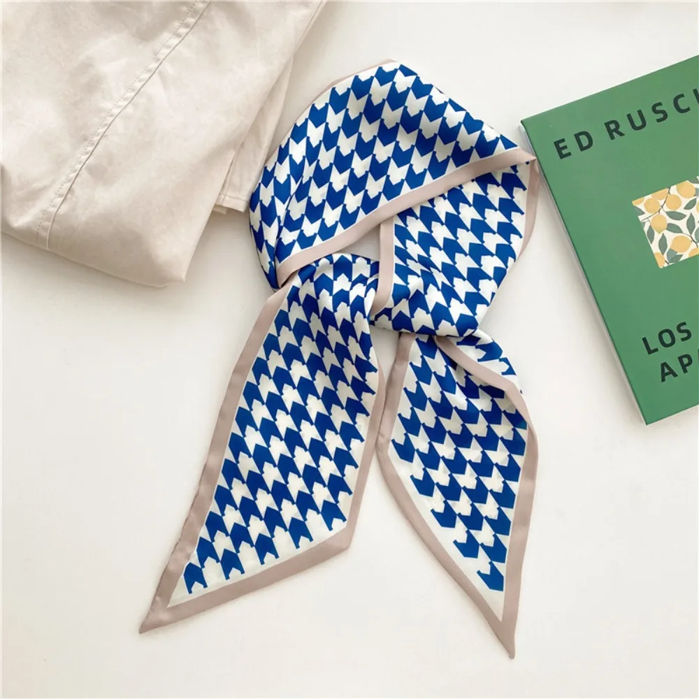 

Новая модная винтажная повязка для волос: высококачественный длинный шелковый бантик-лента, маленький атласный шарф-резинка для хвоста