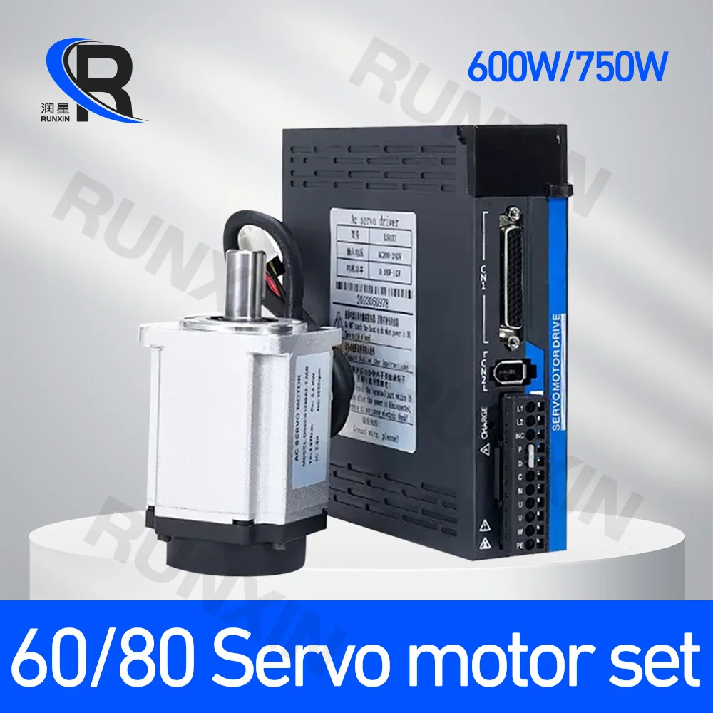 

RXTNC 60 80 Servo Motor 600W 750W Servo Driver 17bit Absolute Encoder AC220V 1.91N.m 2.4N.m With RS485 For 3D Printer