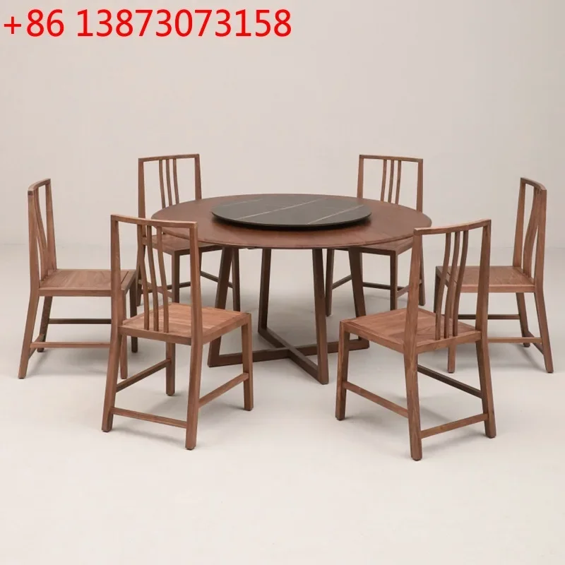 

Новый круглый обеденный стол в китайском стиле из североамериканского черного ореха, в стиле Сун, эстетичный, в стиле дзен, для гостиниц, вилл, демонстрационных комнат, из массива дерева.